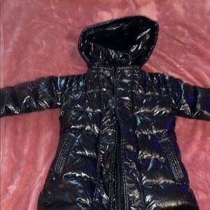 Shiny Black Hooded Puffer Jacket
